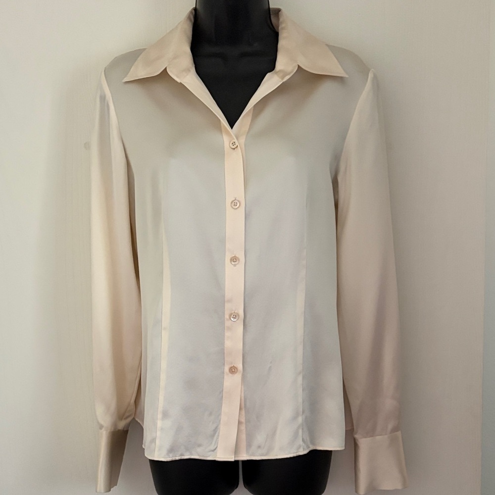 Brooks Brothers Cream Silk Button-Up Blouse